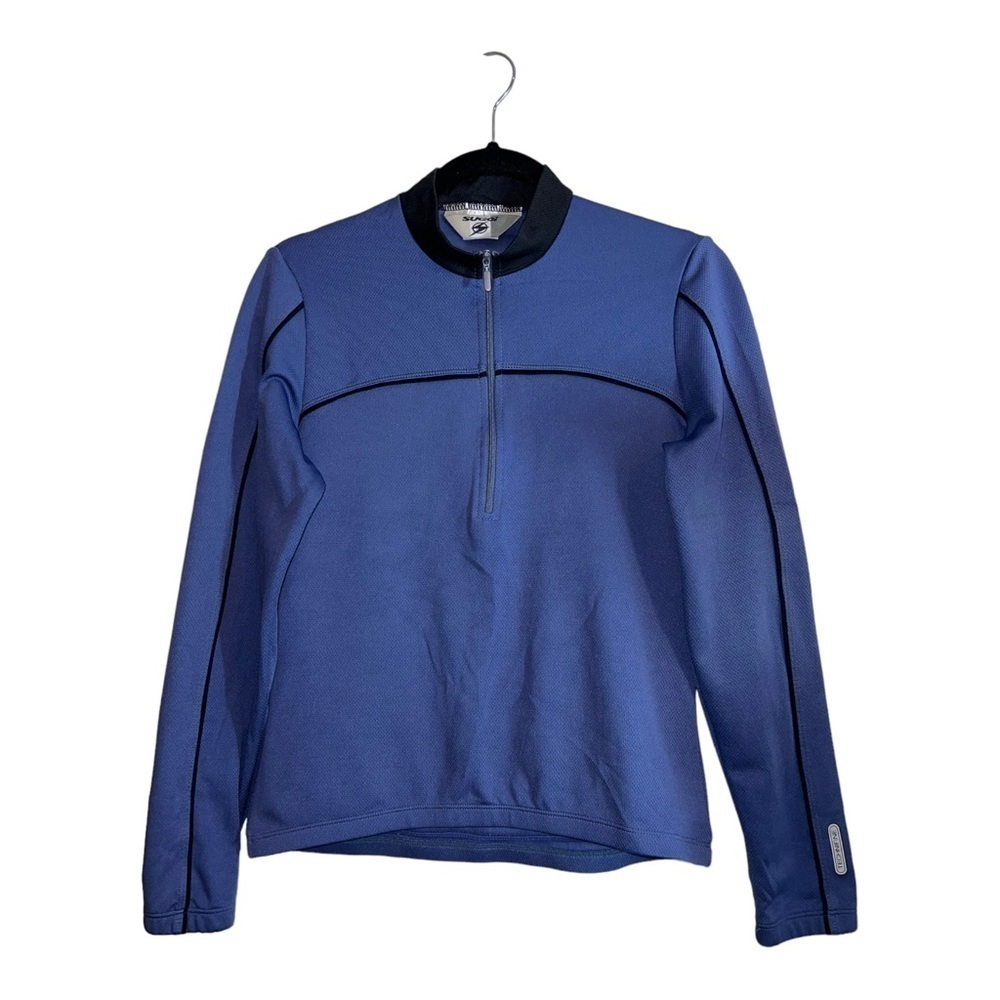 SUGOI Womens Long Sleeve Blue/Gray Cycling Zip Up Bike Jersey Sz S